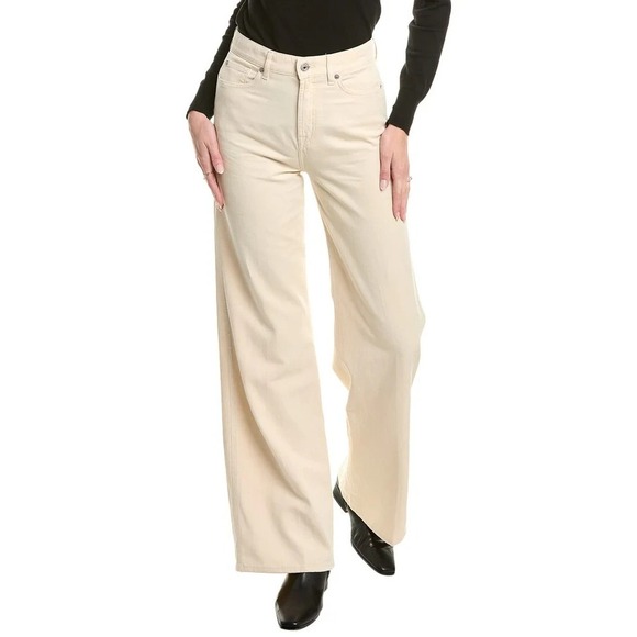 7 For All Mankind Denim - 7 For All Mankind Lotta High Rise Wide Leg Jeans Womens 32 Oat Linen Blend $248